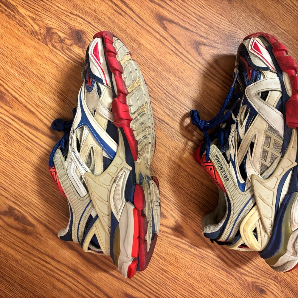 Balenciaga Men's Blue White Red Multi Athletic Sneakers - Picture 2 of 3